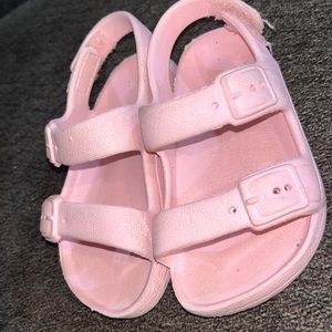 All pink slip on strap Sandals